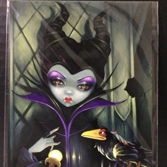 Disney Parks WonderGround Maleficent Enthroned Postcard Jasmine Becket Griffith - Picture 1 of 3